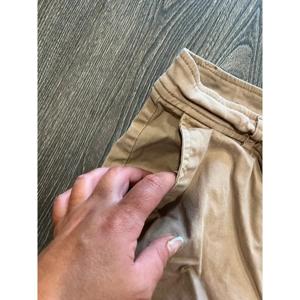 NY&C New York & Company Chino Shorts Mid Rise Cotton Blend Stretch Tan Size 12